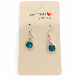 Teal Beaded Dangle Earrings